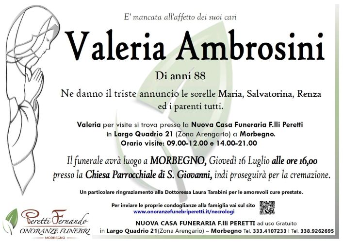 Valeria Ambrosini Necrologio