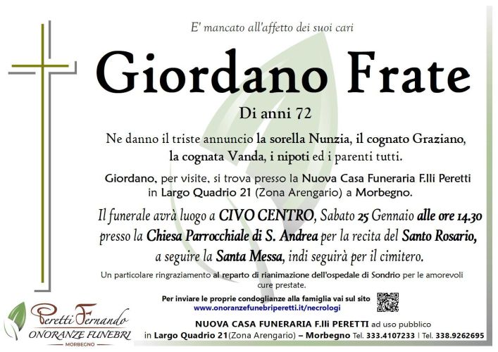 giordano frate necrologio